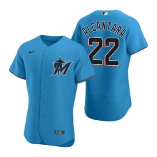 Men's Sandy Alcantara Miami Marlins Flex Base Jersey Blue