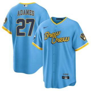 Youth Milwaukee Brewers Willy Adames Brew Crew City Connect Powder Blue Stitched Jersey
