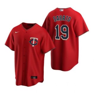Men's Aaron Sabato Minnesota Twins Cool Base Jersey Red