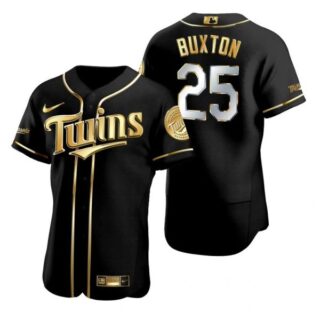 Men's Byron Buxton Minnesota Twins Flex Base Jersey Black Golden