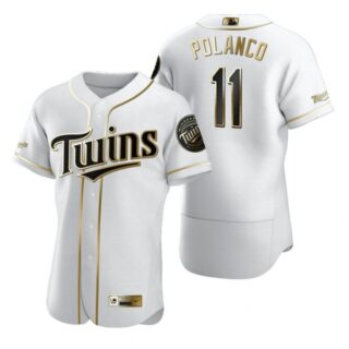 Men's Jorge Polanco Minnesota Twins Flex Base Jersey White Golden