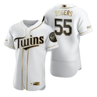 Men's Taylor Rogers Minnesota Twins Flex Base Jersey White Golden