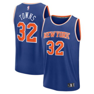 New York Knicks #32 Karl-Anthony Towns Blue Fast Break Player Jersey - Icon Edition