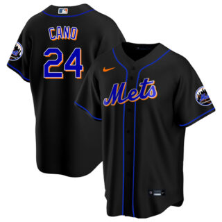 Men's - Cool Base New York Mets Robinson Cano Black Throwback Jersey - Stitched