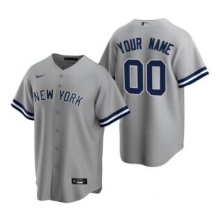 Men's Custom New York Yankees Cool Base Jersey Gray