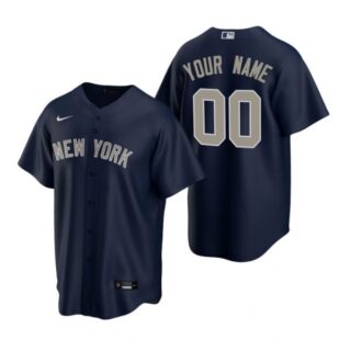 Men's Custom New York Yankees Cool Base Jersey Navy