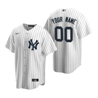 Men's Custom New York Yankees Cool Base Jersey White