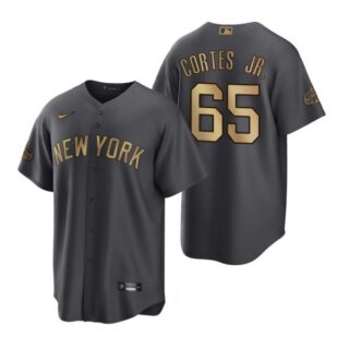 Men's Cool Base Nestor Cortes Jr. New York Yankees 2022 MLB All-Star Game Charcoal Black Stitched Jersey