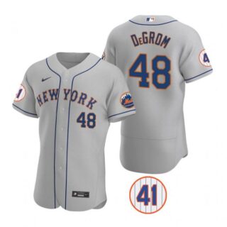 Men's #48 Jacob deGrom New York Mets Gray Jersey Flex Base Gray