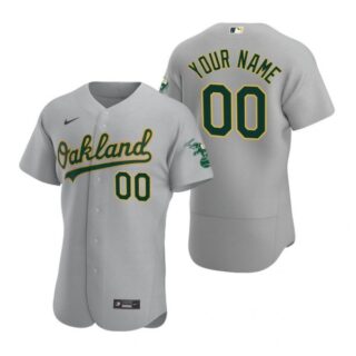 Men's Custom Oakland Athletics Flex Base Jersey Gray