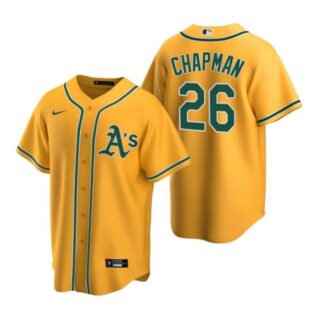 Men's #26 Matt Chapman Oakland Athletics Cool Base Jersey Gold
