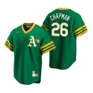 Men's #26 Matt Chapman Oakland Athletics Cool Base Jersey Green Cooperstown