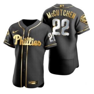 Men's #22 Andrew Mccutchen Philadelphia Phillies Flex Base Jersey Black Golden