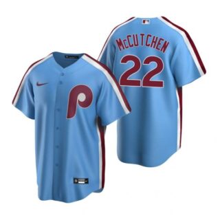 Men's #22 Andrew Mccutchen Philadelphia Phillies Cool Base Jersey Light Blue