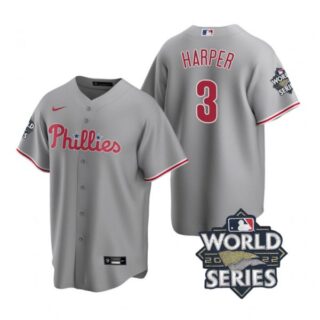 Youth Philadelphia Phillies Bryce Harper 2022 World Series Gray Stitched Jersey