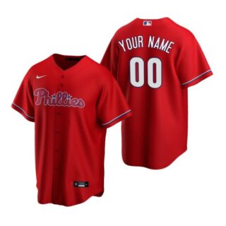 Men's Custom Philadelphia Phillies Cool Base Jersey Red
