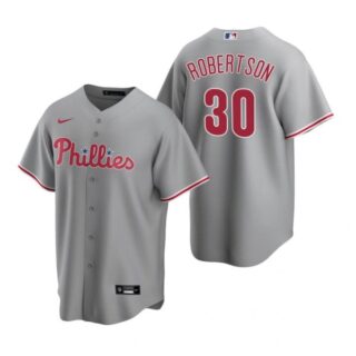 Men's #30 David Robertson Philadelphia Phillies Cool Base Jersey Gray