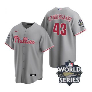 Men's Philadelphia Phillies Noah Syndergaard 2022 World Series Gray Stitched Jersey