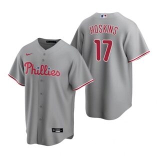 Men's #17 Rhys Hoskins Philadelphia Phillies Cool Base Jersey Gray