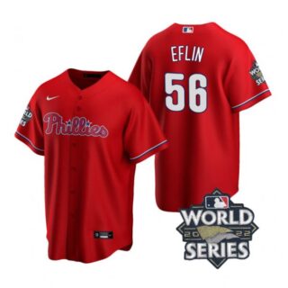 Youth Philadelphia Phillies Zach Eflin 2022 World Series Red Stitched Jersey