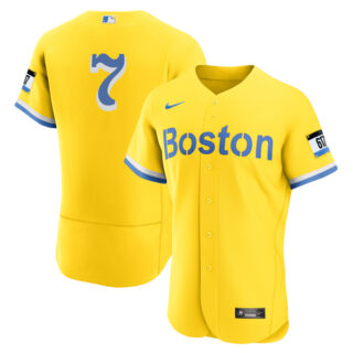 Men's Boston Red Sox #7 Christian Vazquez Jersey Flex Base Yellow
