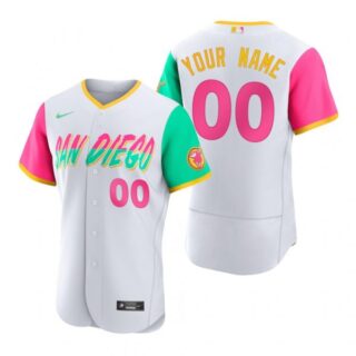 Men's Flex Base San Diego Padres Custom White City Connect Stitched Jersey