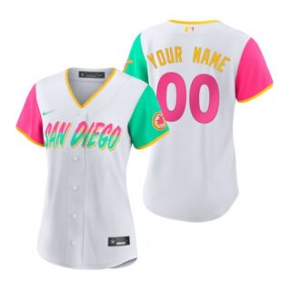 Men's Cool Base San Diego Padres Custom White City Connect Stitched Jersey