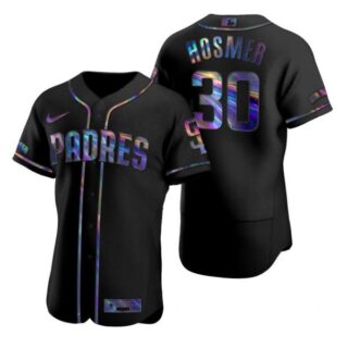 Men's #30 Eric Hosmer San Diego Padres Flex Base Jersey Black Holographic