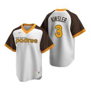 Men's #3 Ian Kinsler San Diego Padres Cool Base Jersey White Cooperstown