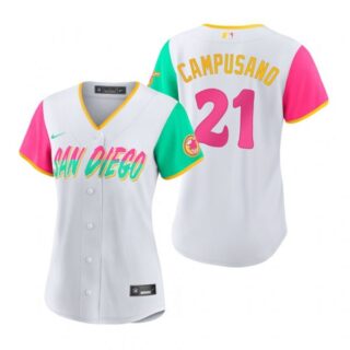 Women's San Diego Padres Luis Campusano White City Connect Stitched Jersey