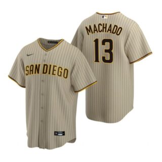 Men's #13 Manny Machado San Diego Padres Cool Base Jersey Sand Brown