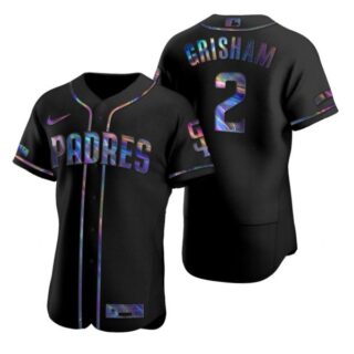 Men's #2 Trent Grisham San Diego Padres Black Holographic Jersey Black Holographic