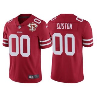 Men's Custom San Francisco 49ers 75th Anniversary Patch Limited Jersey Stitched Red