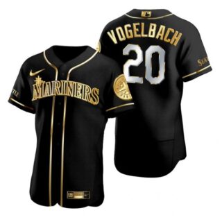 Men's Daniel Vogelbach Seattle Mariners Flex Base Jersey Black Golden Black Golden