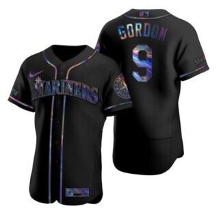 Men's Dee Gordon Seattle Mariners Flex Base Jersey Black Holographic Black Holographic
