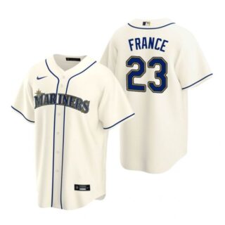 Men's Ty France Seattle Mariners Cool Base Jersey Gray Cream