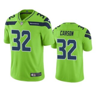 Men's #32 Chris Carson Seattle Seahawks Neon Green Color Rush Limited Jersey Stitched