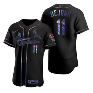 Men's Paul Dejong St. Louis Cardinals Flex Base Jersey White WS Black Holographic