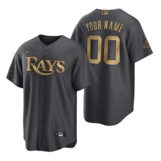 Men's Cool Base Custom Tampa Bay Rays 2022 MLB All-Star Game Charcoal Black Stitched Jersey