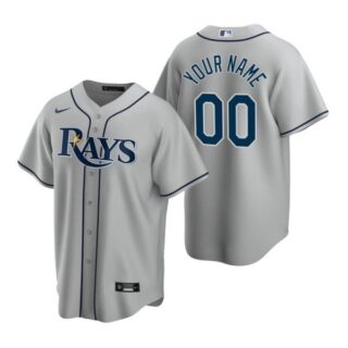 Men's Custom Tampa Bay Rays Cool Base Jersey Gray Gray