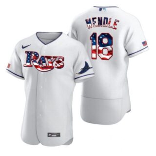 Men's Joey Wendle Tampa Bay Rays Flex Base Jersey Black Holographic White Stars