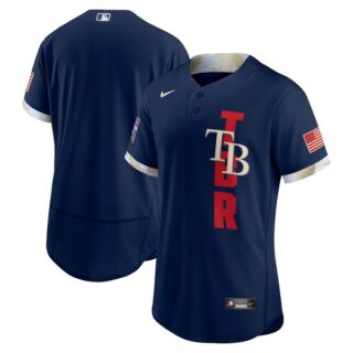 Men's - Flex Base Tampa Bay Rays 2021 MLB All-Star Navy Jersey Worn In-Game - Stitched