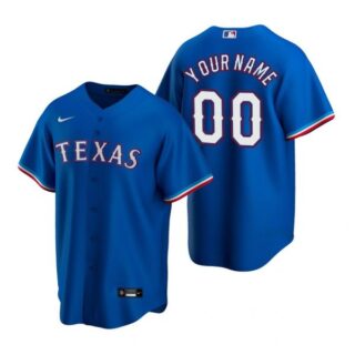 Men's Custom Texas Rangers Cool Base Jersey Gray Royal