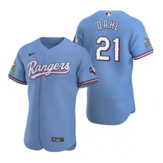 Men's David Dahl Texas Rangers Flex Base Jersey Scarlet Light Blue