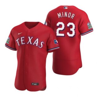 Men's Mike Minor Texas Rangers Flex Base Jersey Scarlet Scarlet