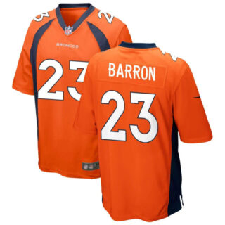 Men's Denver Broncos #23 Jahdae Barron Player Orange Game Football Jerseys