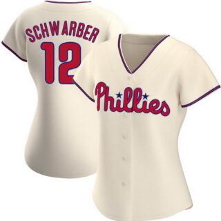 Women's #12 Kyle Schwarber Philadelphia Phillies Alternate Cream Jersey