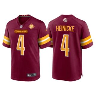 Men's Washington Commanders Taylor Heinicke 90th Anniversary Patch Burgundy Jerseys