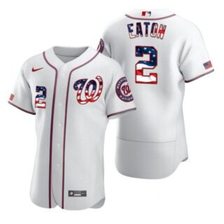 Men's Adam Eaton Washington Nationals Flex Base Jersey Black Golden White Stars