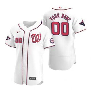 Men's Custom Washington Nationals Flex Base Jersey White World Series Champions White WS